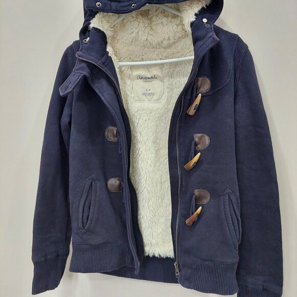 Aeropostale Faux Fur Lined Navy Pea Coat (Size S) - Picture 3 of 6